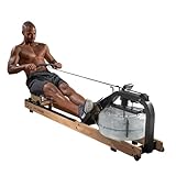 FitEngine Premium Holz-Rudergerät mit Wasserwiderstand | 100% massives Eschenholz für effektives Training zuhause, klappbar oder Nicht klappbar | Trainingscomputer und Tablethalterung